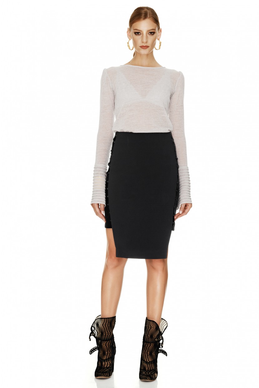 Black Jersey and Velvet Skirt PNK Casual
