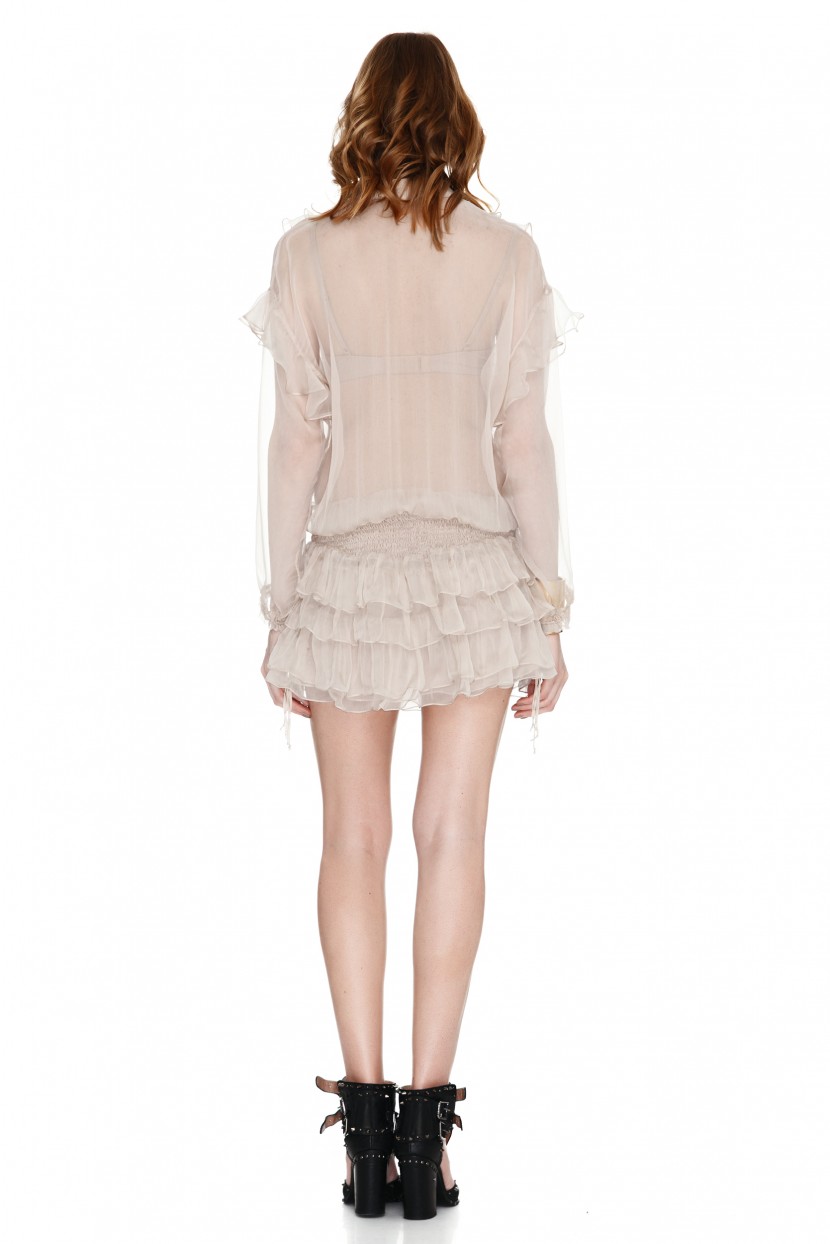 Beige Silk Mini Dress - PNK Casual