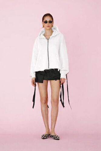 White Cotton Cutout Hoodie - PNK Casual