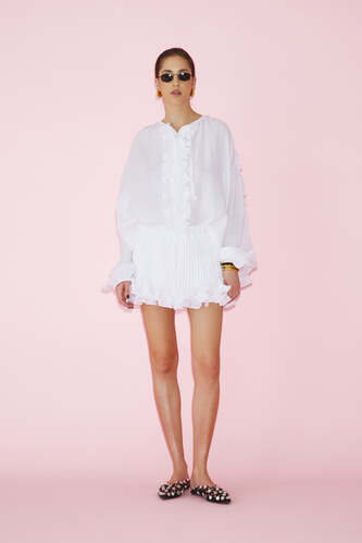 Cotton White Pleated Shorts - SS25 - PNK Casual