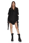 Black Linen Cutout Dress