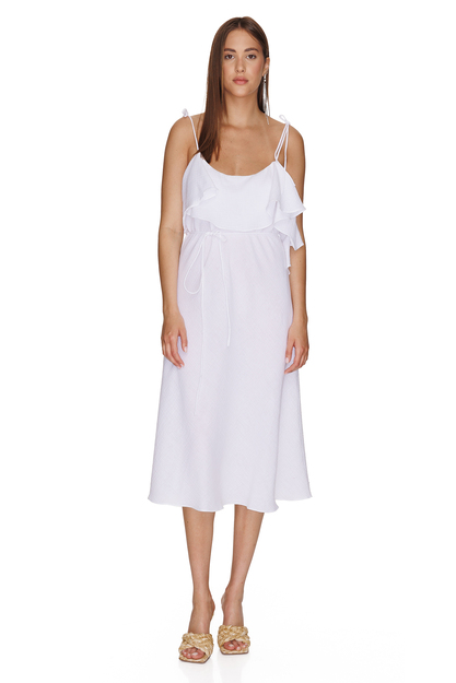 Backless White Cotton Midi Dress