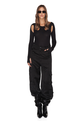 Black Cotton Cropped Bodysuit - PNK Casual
