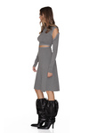 Ribbed Knit Grey Dress With Details