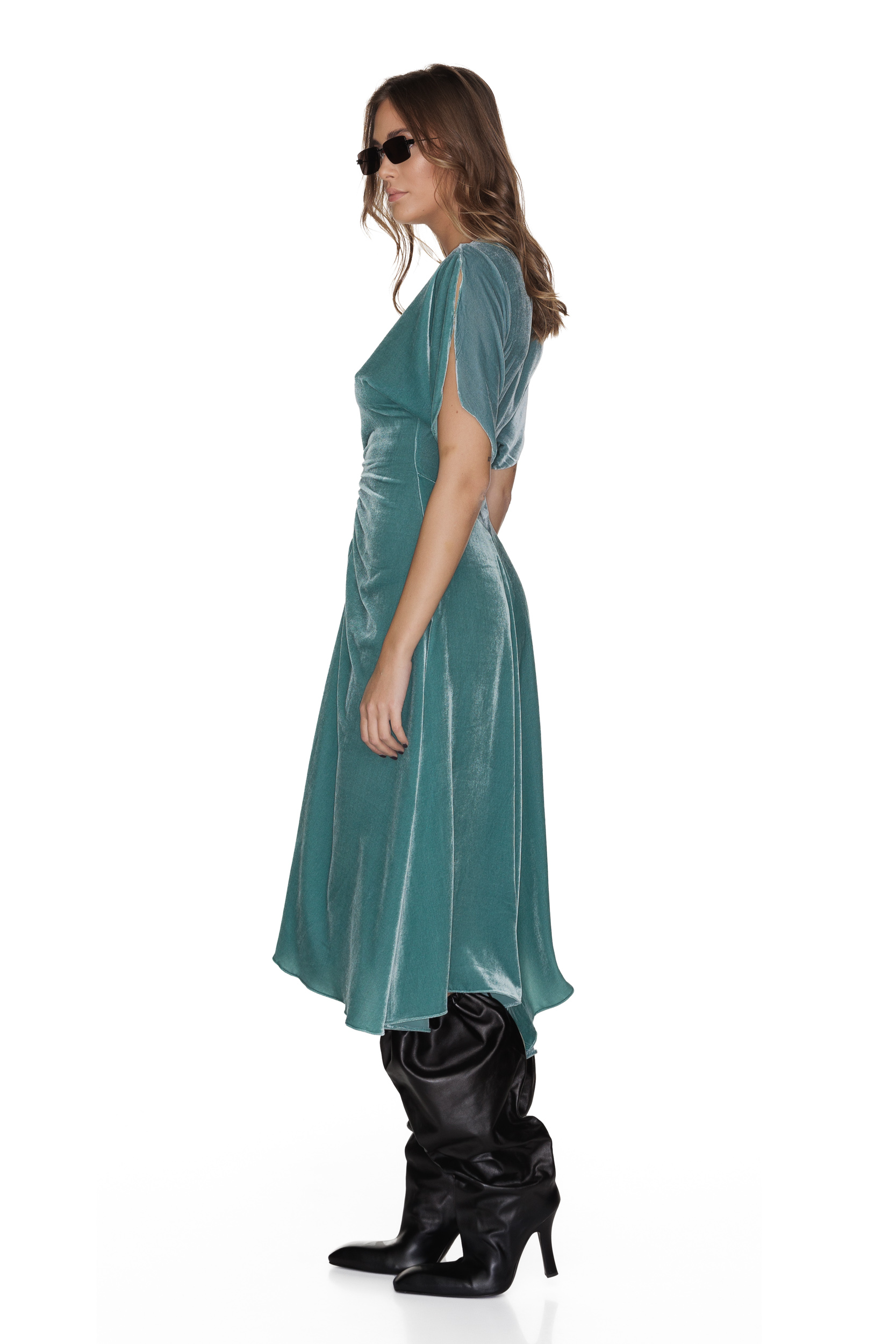 Aqua green velvet dress outlet