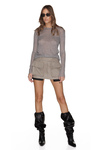 Beige Raw-Cut Wool mini Skirt