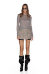 Beige Raw-Cut Wool mini Skirt