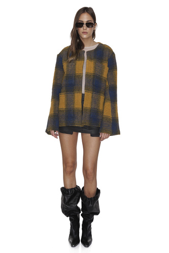Oversized Yellow Wool Jacket with Bell Sleeves - PNK Casual