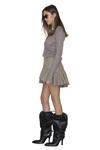 Beige Blended Wool-Cotton Mini Skirt