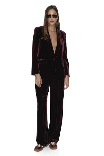 Burgundy Velvet Blazer - PNK Casual