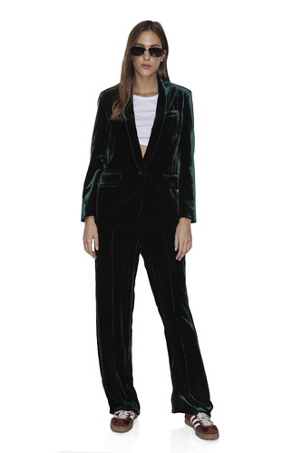 Dark Green Velvet Blazer - PNK Casual