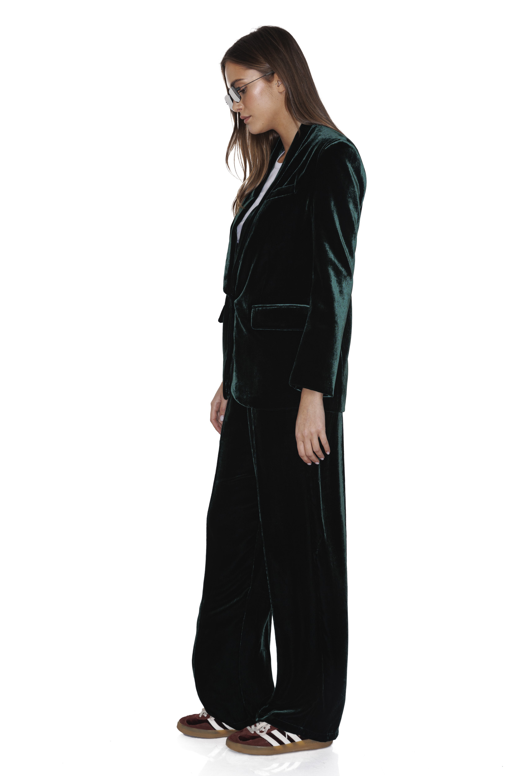 Dark green velvet blazer store