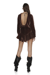 Backless Brown Velvet Mini Dress