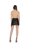 Black Leather Mini Skirt With Ruffle - SS24