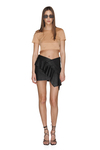 Black Leather Mini Skirt With Ruffle - SS24