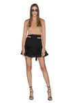 Black Ruffled Mini Skirt With Detail at the Waist