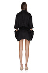 Black Linen Mini Dress with Corset Skirt
