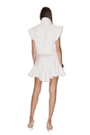 Off White Cotton Mini Skirt With Ruffle