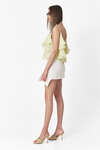 Off White Cotton Mini Skirt With Front Ruffle