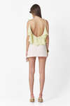 Off White Cotton Mini Skirt With Front Ruffle