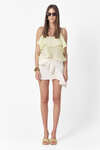 Off White Cotton Mini Skirt With Front Ruffle