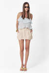 Beige Raw-Cut Cotton-Linen mini Skirt