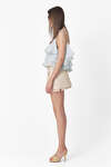 Beige Raw-Cut Cotton-Linen mini Skirt