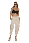 Beige Pants With Pockets Detail and Elasticated Waistband