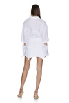 White Linen Mini Dress with Corset Skirt