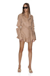 Beige Linen Cutout Dress