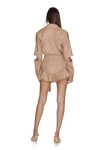 Beige Linen Cutout Dress