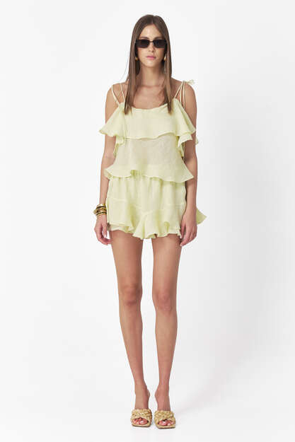 Linen Yellow-Green Shorts