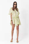 Yellow-Green Linen Dress With Loose Cut