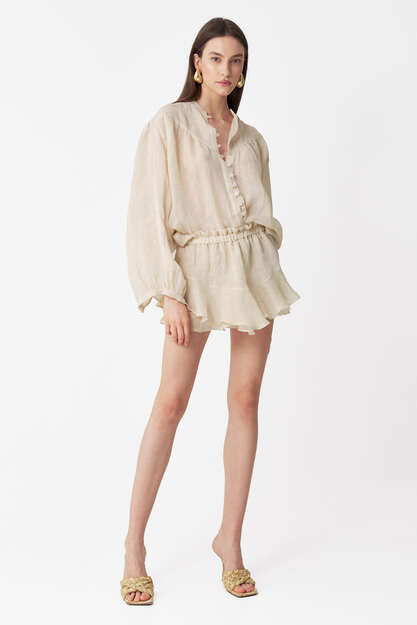 Beige Linen Oversized Blouse