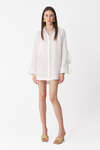White Linen Shirt With Ruffles Sleeves