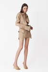 Beige Linen Mini Dress with Corset Skirt