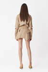 Beige Linen Mini Dress with Corset Skirt
