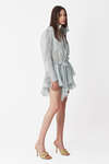 Aqua Ruffled Linen Mini Dress