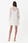 White Silk Mini Dress With Chantilly Insertions