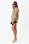 Brown Linen Shirt With Ruffles Sleeves