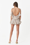 Backless Dark Beige Linen Draped Top