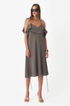 Backless Kaki Cotton Midi Dress