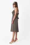 Backless Kaki Cotton Midi Dress