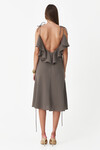 Backless Kaki Cotton Midi Dress
