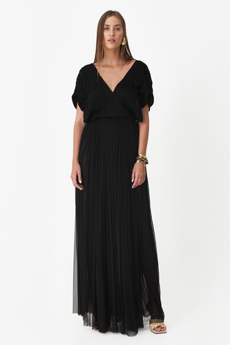 Black Silk Tulle Long Dress - PNK Casual