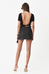 Black Cotton Rib Backless Top