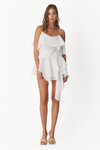 Asymmetrical White Linen Mini Skirt