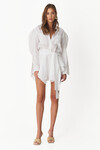 White Ruffled Linen Mini Dress