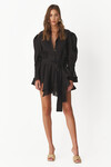 Black Ruffled Linen Mini Dress