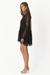 Black Silk Mini Dress With Chantilly Insertions